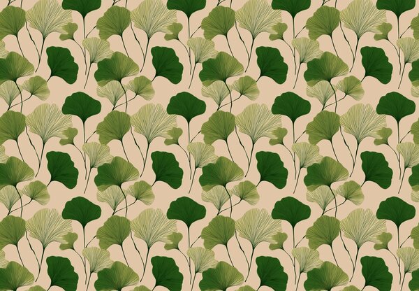 Fototapeta - Zielone liście miłorzębu (196x136 cm)