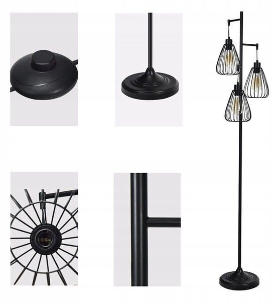 Lampa podłogowa stojąca metalowa industrialna