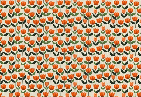 Fototapeta - Wzór z tulipanami (196x136 cm)