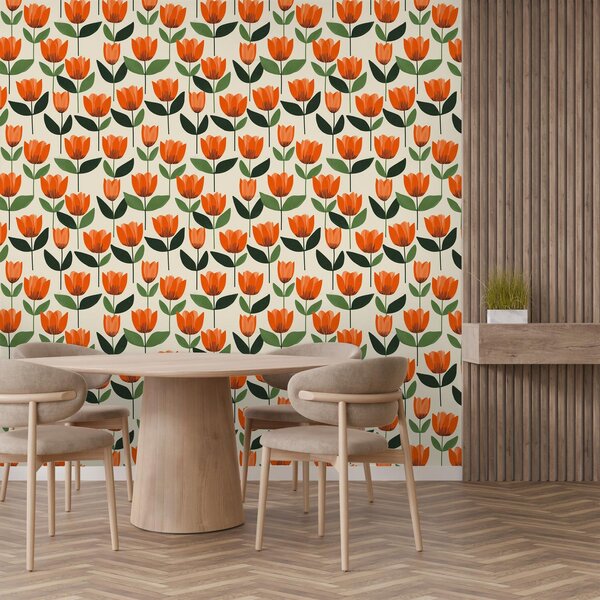 Fototapeta - Wzór z tulipanami (196x136 cm)