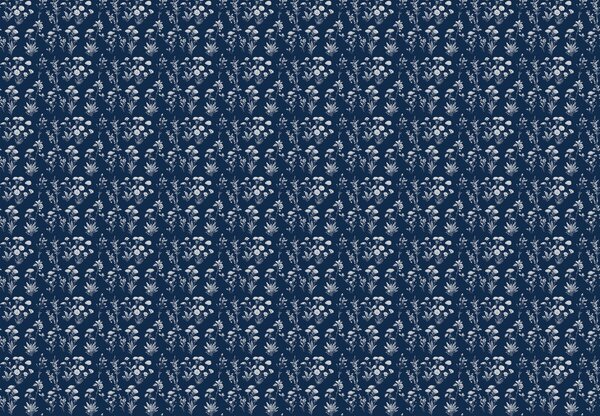 Fototapeta - Wzór kwiatowy na niebieskim tle (196x136 cm)