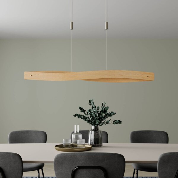 Lampa wisząca Lian Quitani, możliwość ściemniania, jasne drewno, salon / jadalnia, drewno, design