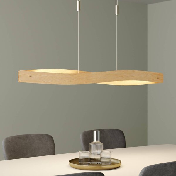 Lampa wisząca Lian Quitani, możliwość ściemniania, jasne drewno, salon / jadalnia, drewno, design