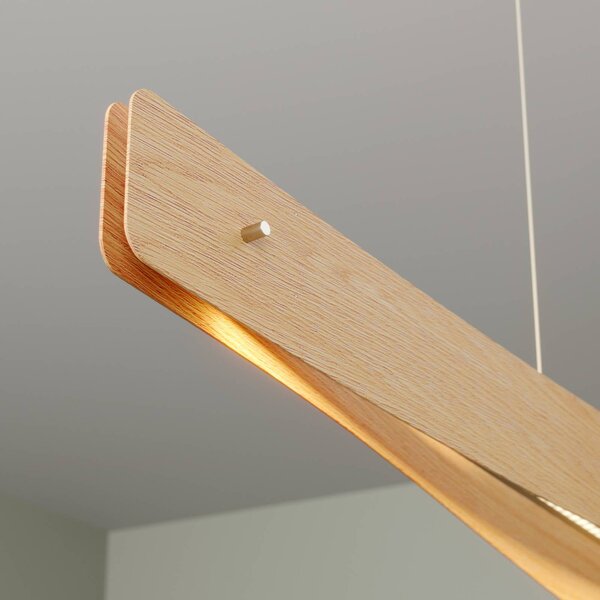 Lampa wisząca Lian Quitani, możliwość ściemniania, jasne drewno, salon / jadalnia, drewno, design