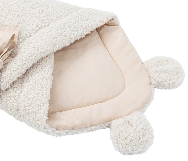 Kremowy rożek niemowlęcy z materiału sherpa 35x65 cm – Meowbaby
