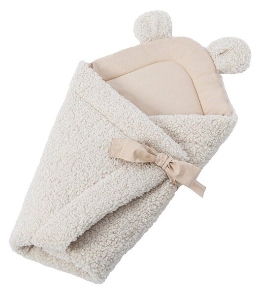 Kremowy rożek niemowlęcy z materiału sherpa 35x65 cm – Meowbaby