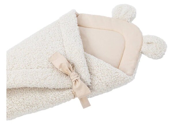 Kremowy rożek niemowlęcy z materiału sherpa 35x65 cm – Meowbaby