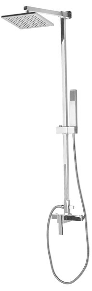 Nowoczesna kolumna prysznicowa bateria deszczownica z słuchawką mosiężna srebrna Tagbo Beliani
