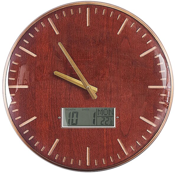 Retro zegar ścienny okrągły ø 43 cm analogowy cyfrowy brązowy złoty Brugg Beliani
