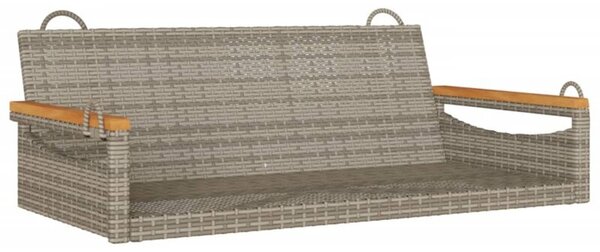 Ławka bujana, szara, 109x62x40 cm, polirattan