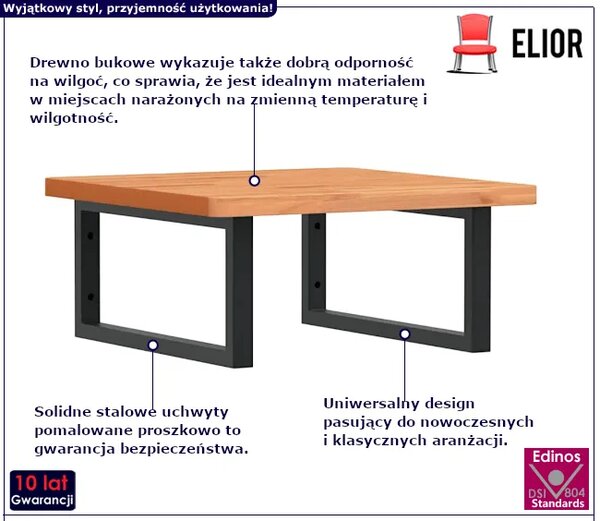 Półka bukowa ścienna pod umywalkę N6-R25