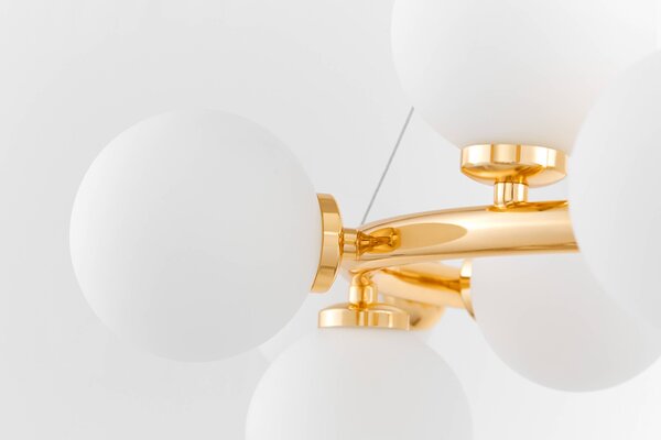 LAMPA WISZĄCA NOWOCZESNA ZŁOTA BIAŁE KULE MARSIADA 15