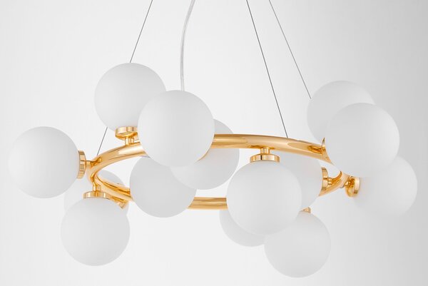 LAMPA WISZĄCA NOWOCZESNA ZŁOTA BIAŁE KULE MARSIADA 15