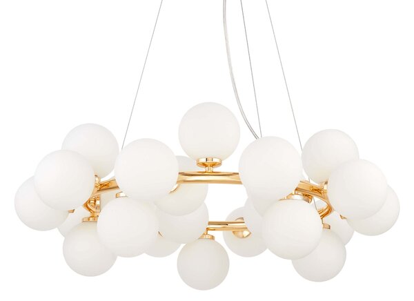 LAMPA WISZĄCA NOWOCZESNA ZŁOTA BIAŁE KULE MARSIADA 25 LUMINA DECO