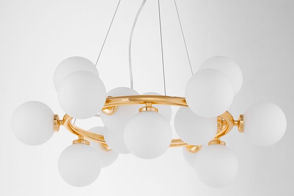 LAMPA WISZĄCA NOWOCZESNA ZŁOTA BIAŁE KULE MARSIADA 15