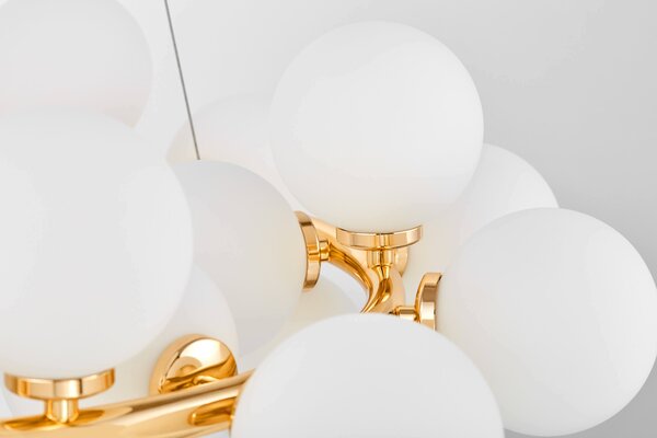 LAMPA WISZĄCA NOWOCZESNA ZŁOTA BIAŁE KULE MARSIADA 25 LUMINA DECO