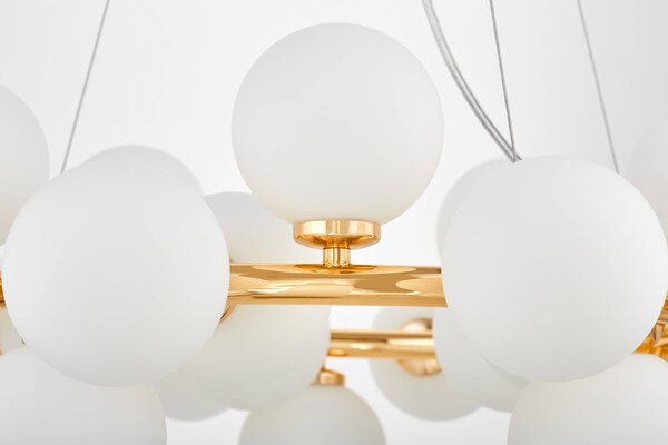 LAMPA WISZĄCA NOWOCZESNA ZŁOTA BIAŁE KULE MARSIADA 25 LUMINA DECO