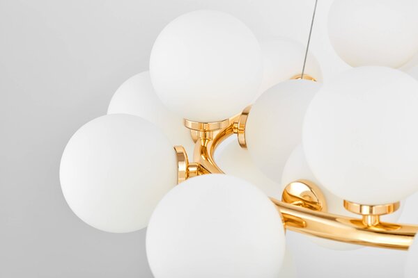 LAMPA WISZĄCA NOWOCZESNA ZŁOTA BIAŁE KULE MARSIADA 25 LUMINA DECO