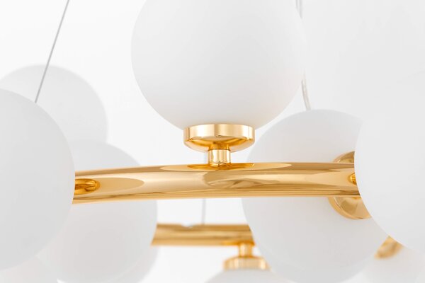 LAMPA WISZĄCA NOWOCZESNA ZŁOTA BIAŁE KULE MARSIADA 15