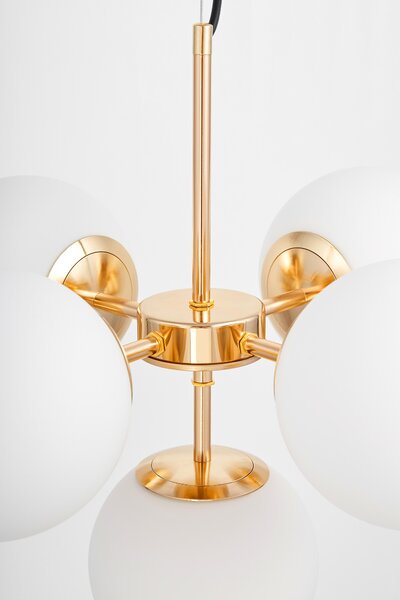 LAMPA WISZĄCA NOWOCZESNA ZŁOTA BIAŁE KULE STELVIO 5