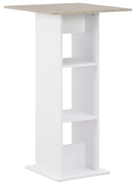 Stolik barowy, biel i kolor betonu, 60 x 60 x 110 cm