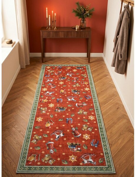 Czerwony/zielony chodnik ze świątecznym motywem 80x200 cm Toy's Delight Nostalgic Noel Red Green – Villeroy&Boch