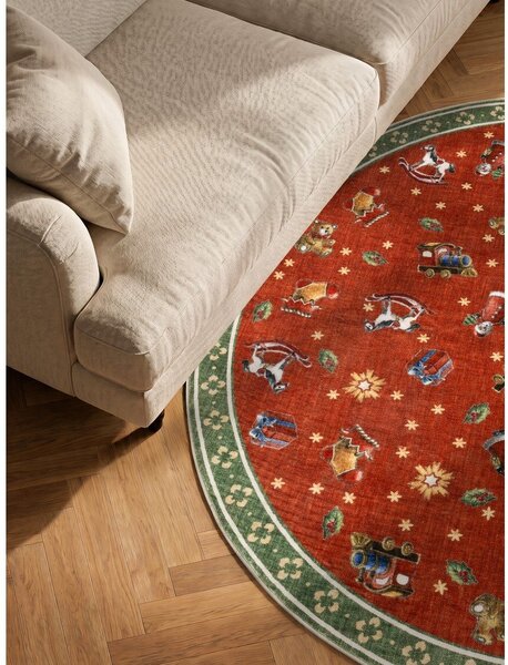 Czerwony/zielony okrągły dywan ze świątecznym motywem ø 160 cm Toy's Delight Nostalgic Noel Red Green – Villeroy&Boch
