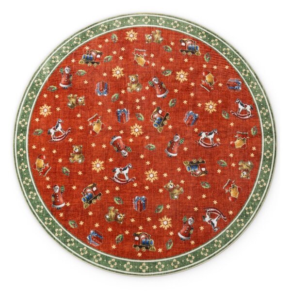 Czerwony/zielony okrągły dywan ze świątecznym motywem ø 160 cm Toy's Delight Nostalgic Noel Red Green – Villeroy&Boch