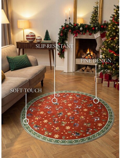 Czerwony/zielony okrągły dywan ze świątecznym motywem ø 160 cm Toy's Delight Nostalgic Noel Red Green – Villeroy&Boch