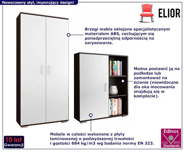 Zestaw komoda i szafa wenge + biały D4-A54
