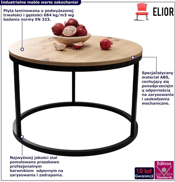 Okrągły nowoczesny stolik kawowy dąb artisan M5-B07