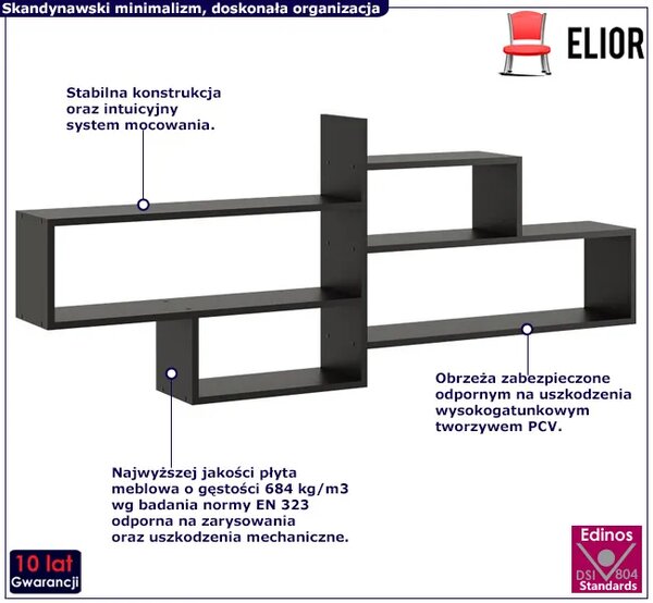 Czarna minimalistyczna półka wisząca G5-T15