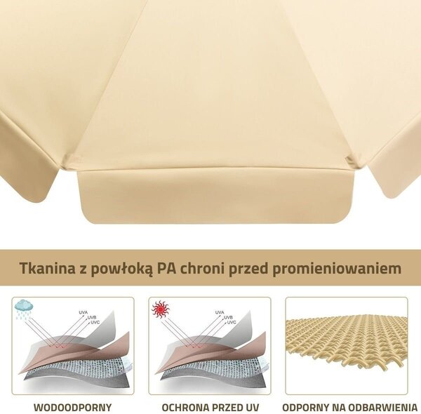 Regulowany parasol ogrodowy plażowy 300 cm