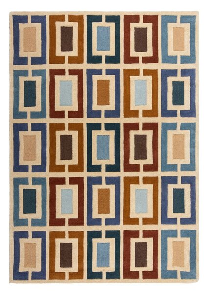Niebiesko-pomarańczowy wełniany dywan tkany ręcznie 120x170 cm Retro Blocks – Flair Rugs
