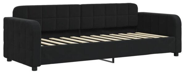 Sofa z funkcją spania, czarna, 80x200 cm, obita aksamitem