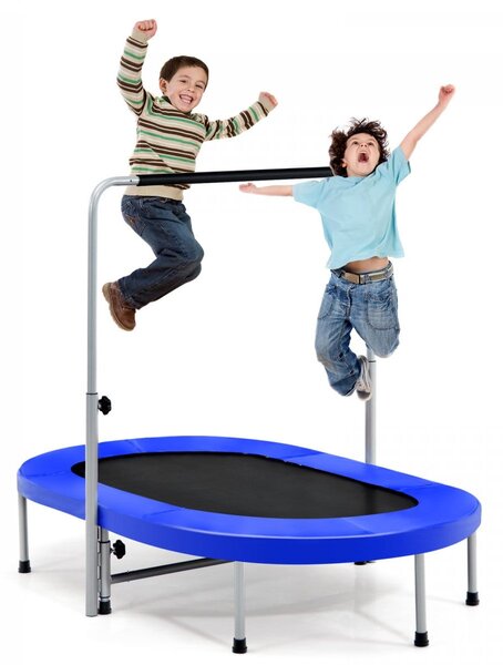 Podwójna trampolina do zabawy i ćwiczeń fitness z poręczą