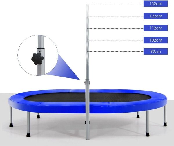 Podwójna trampolina do zabawy i ćwiczeń fitness z poręczą