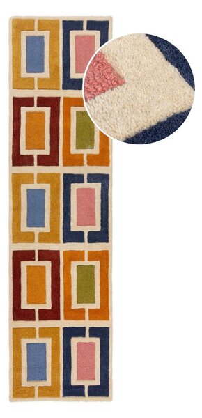 Wełniany chodnik tkany ręcznie 60x230 cm Retro Blocks – Flair Rugs