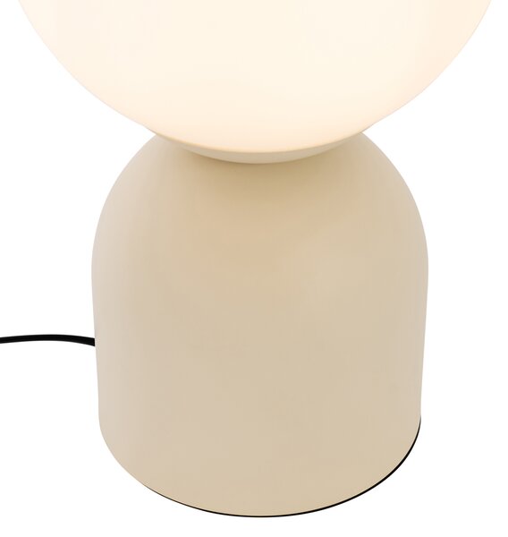 Lampa stołowa w stylu hotelowym beżowa z opalowym szkłem - Pallon Trend
