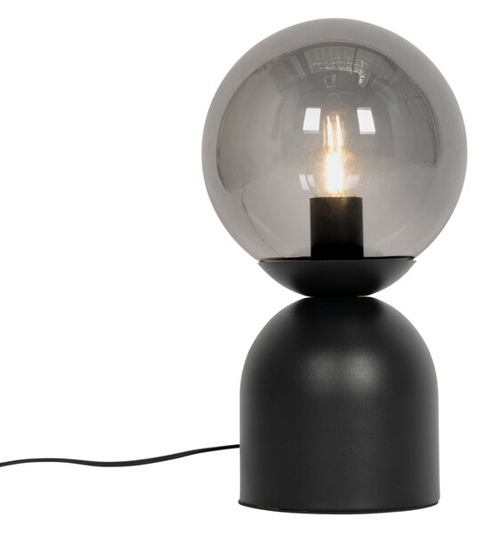 Lampa stołowa w stylu hotelowym czarna z przydymionym szkłem - Pallon Trend