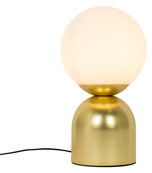 Lampa stołowa w stylu hotelowym złota z opalowym szkłem - Pallon Trend