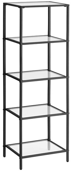 Czarny metalowy szklany regał z 5 półkami w stylu loft - Resso 3X
