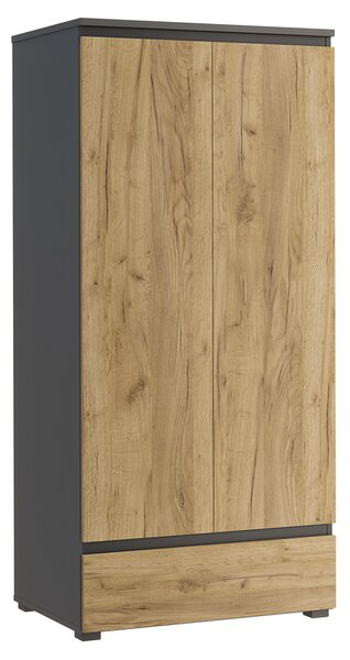 Szafa na nóżkach z gładkim frontem antracyt + dąb craft T4-A37