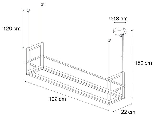 Czarna lampa wisząca ze stojakiem z 3-stopniowym ściemnianiem LED - Cage Rack Oswietlenie wewnetrzne