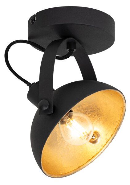 Przemysłowa lampa sufitowa czarna ze złotem 15 cm regulowana - Magnax Oswietlenie wewnetrzne