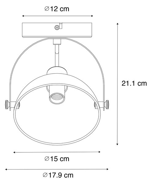 Industrialna lampa sufitowa czarna ze złotem 15 cm regulowana - Magnax