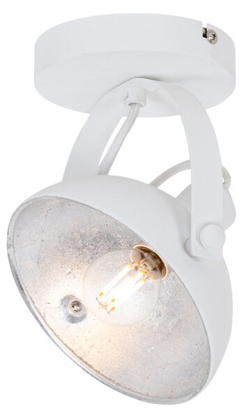 Industrialna lampa sufitowa biała ze srebrnym 15 cm regulowana - Magnax
