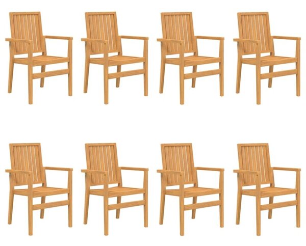 Sztaplowane krzesła ogrodowe, 8 szt., 56,5x57,5x91 cm, tekowe