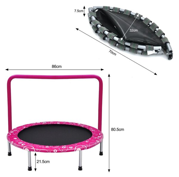 Składana trampolina z poręczą dla dzieci do zabawy i ćwiczeń