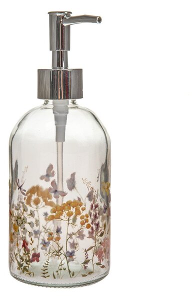 Szklany dozownik do mydła 390 ml Flowers – Dakls